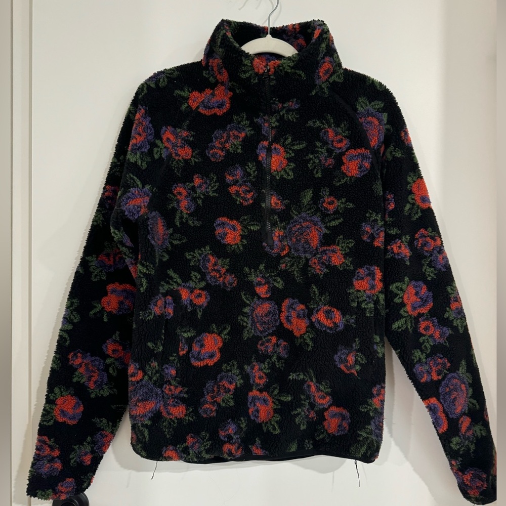 Urban Outfitters Sherpa Teddy rose print jacket